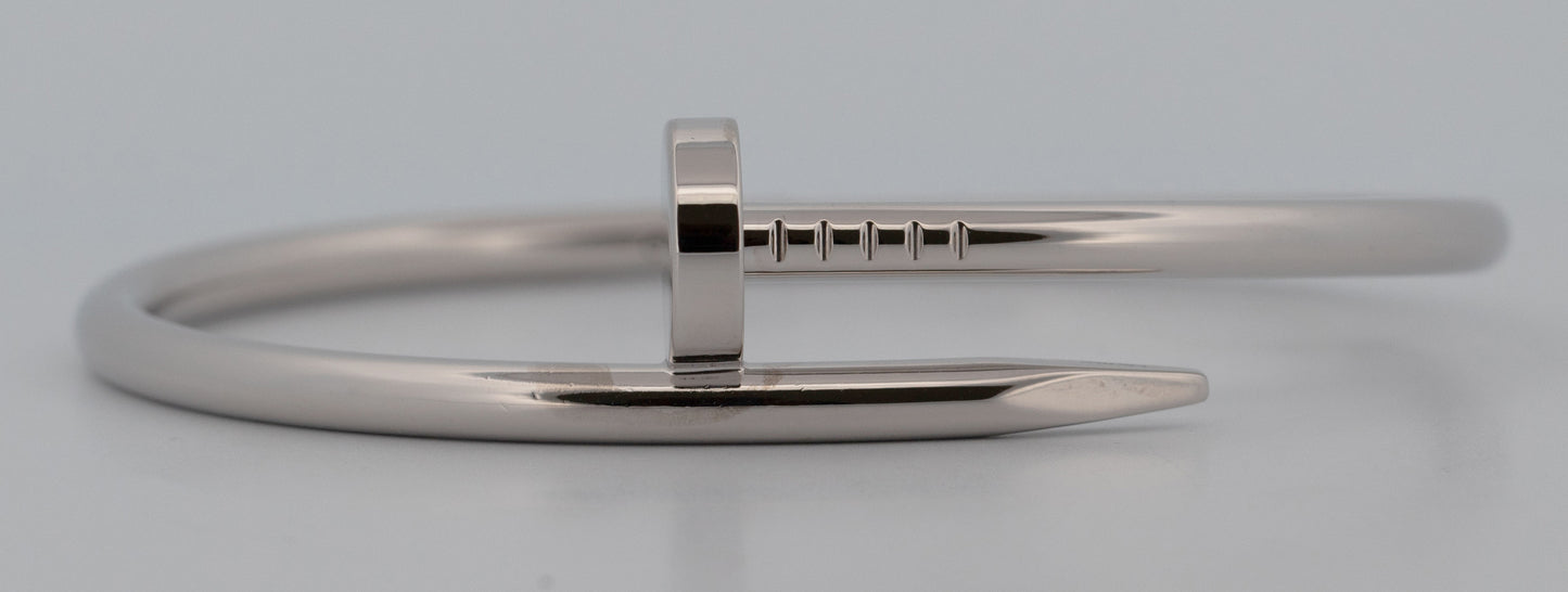 PAPERS Cartier Juste Un Clou Nail Bracelet Size 17 18K White Gold AU 750 BOX