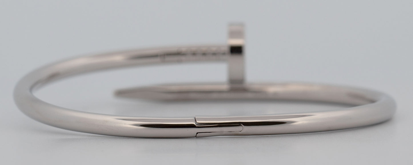 PAPERS Cartier Juste Un Clou Nail Bracelet Size 17 18K White Gold AU 750 BOX