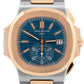 PAPERS Patek Philippe Nautilus 40.5mm Chronograph 18K Two-Tone Blue 5980/1AR BOX