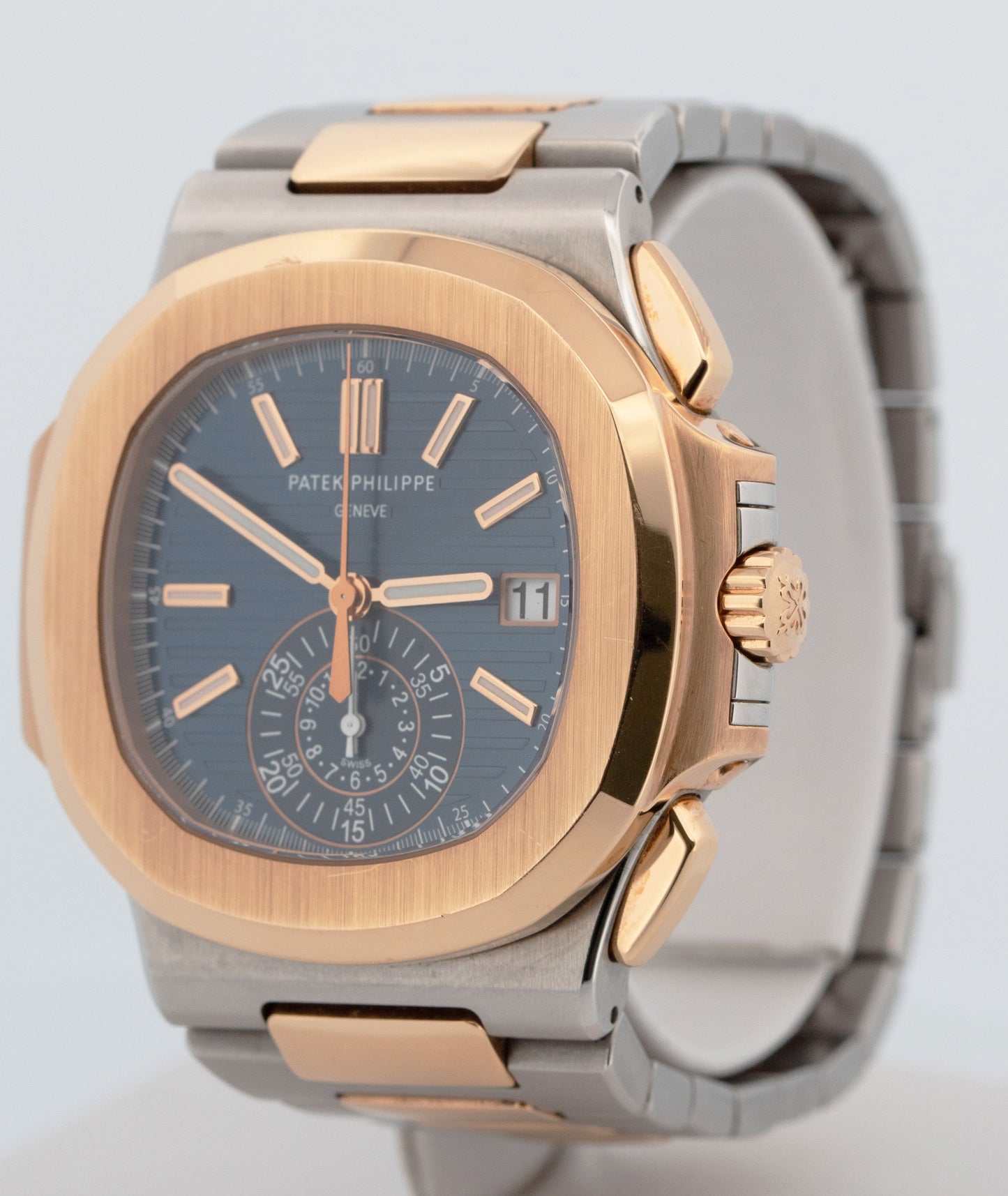 PAPERS Patek Philippe Nautilus 40.5mm Chronograph 18K Two-Tone Blue 5980/1AR BOX