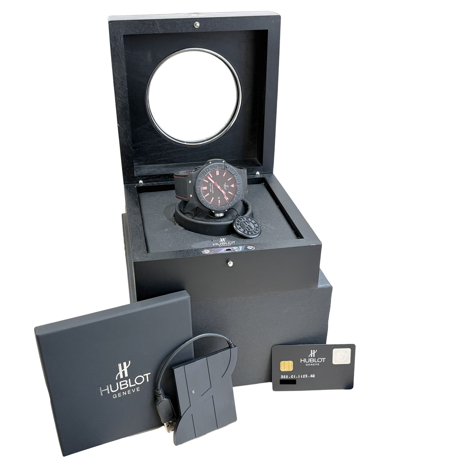 PAPERS Hublot Big Bang 48mm Black Red Titanium Ceramic 322.CI.1123.GR Watch BOX