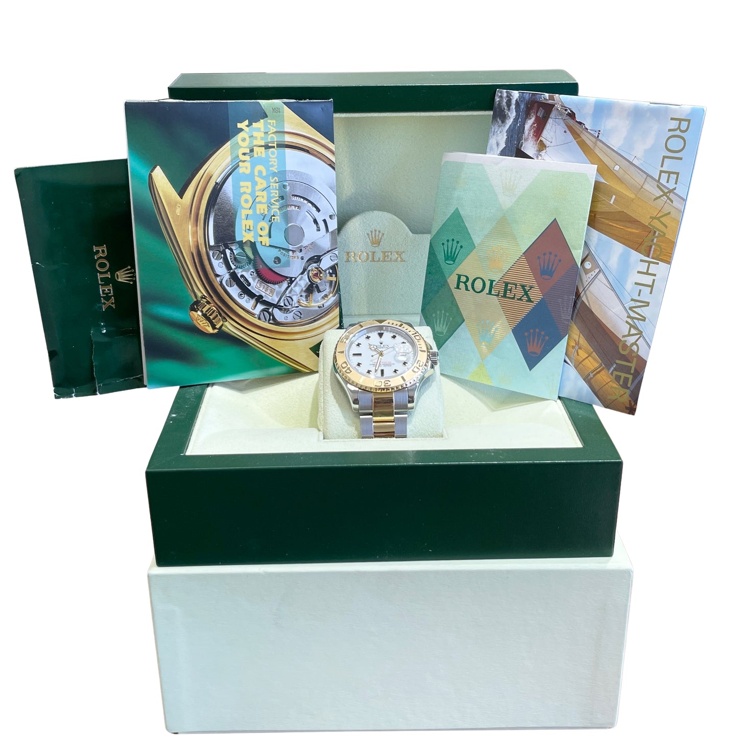 MINT PAPERS Rolex Yacht-Master 40mm WHITE Two-Tone 18K Gold 16623 Watch BOX