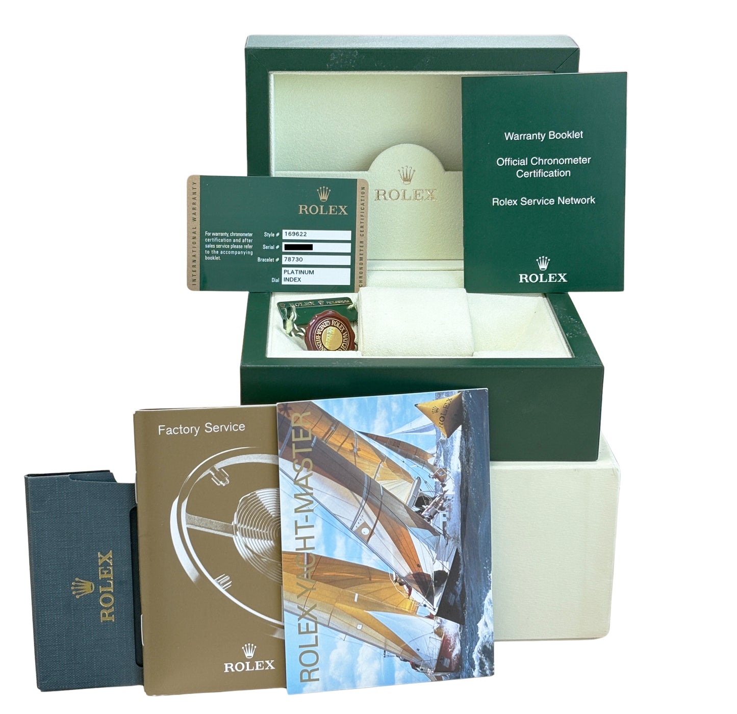 PAPERS Ladies Rolex Yacht-Master PLATINUM 29mm Stainless Steel Watch 169622 BOX