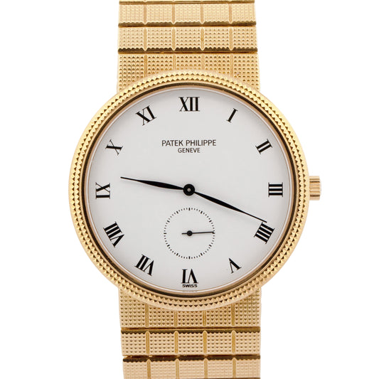 PAPERS Patek Philippe Calatrava 3919/010 White Roman 18K Gold 33mm Watch BOX