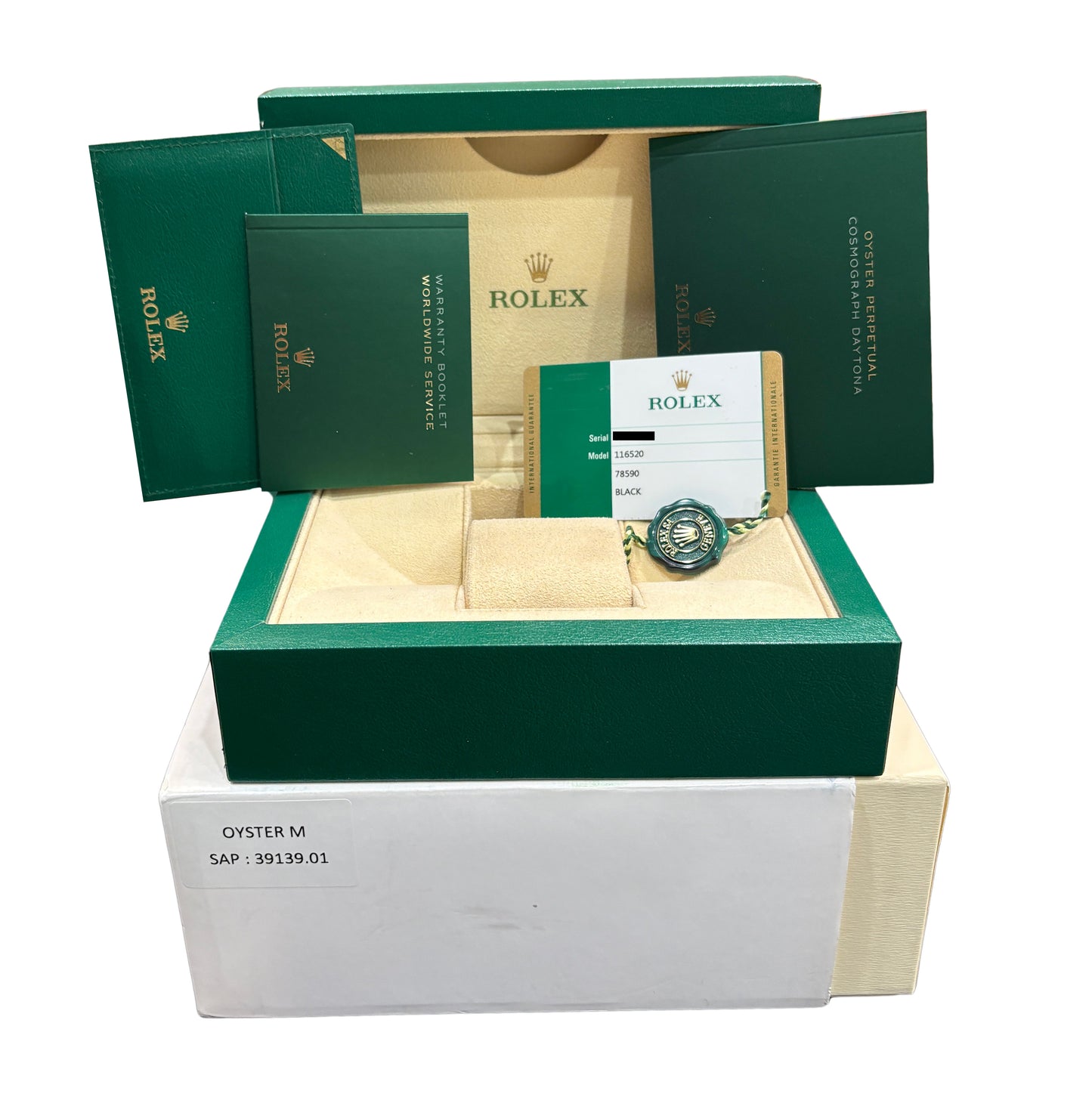 2015 PAPERS Rolex Daytona Cosmograph BLUE LUME Black Steel Watch 116520 BOX