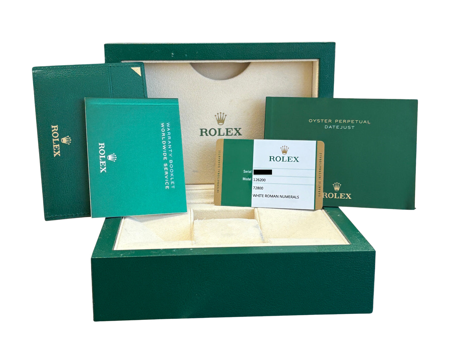 PAPERS Rolex DateJust 36mm WHITE ROMAN Stainless Steel Oyster 126200 Watch BOX
