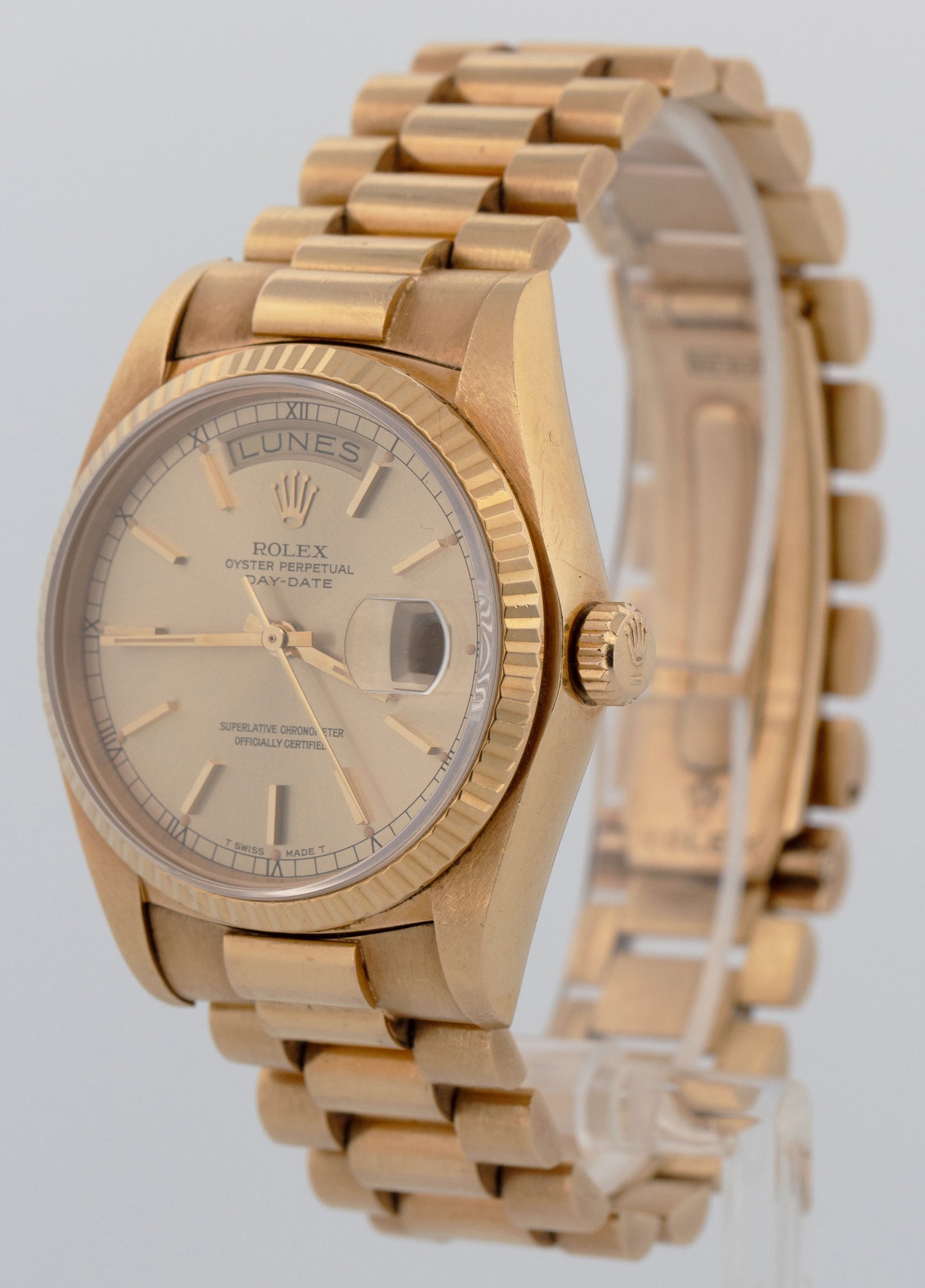 1979 Rolex Day-Date President Champagne Fluted 36mm 18K Yellow Gold Watch 18038