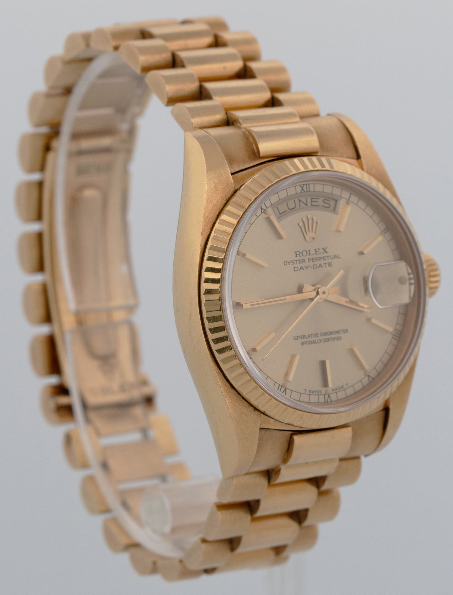 1979 Rolex Day-Date President Champagne Fluted 36mm 18K Yellow Gold Watch 18038