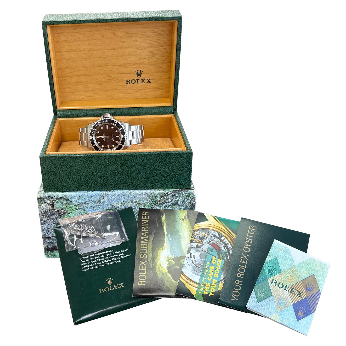 2005 PAPERS Rolex Submariner No-Date Stainless Steel Black 40mm Watch 14060M BOX