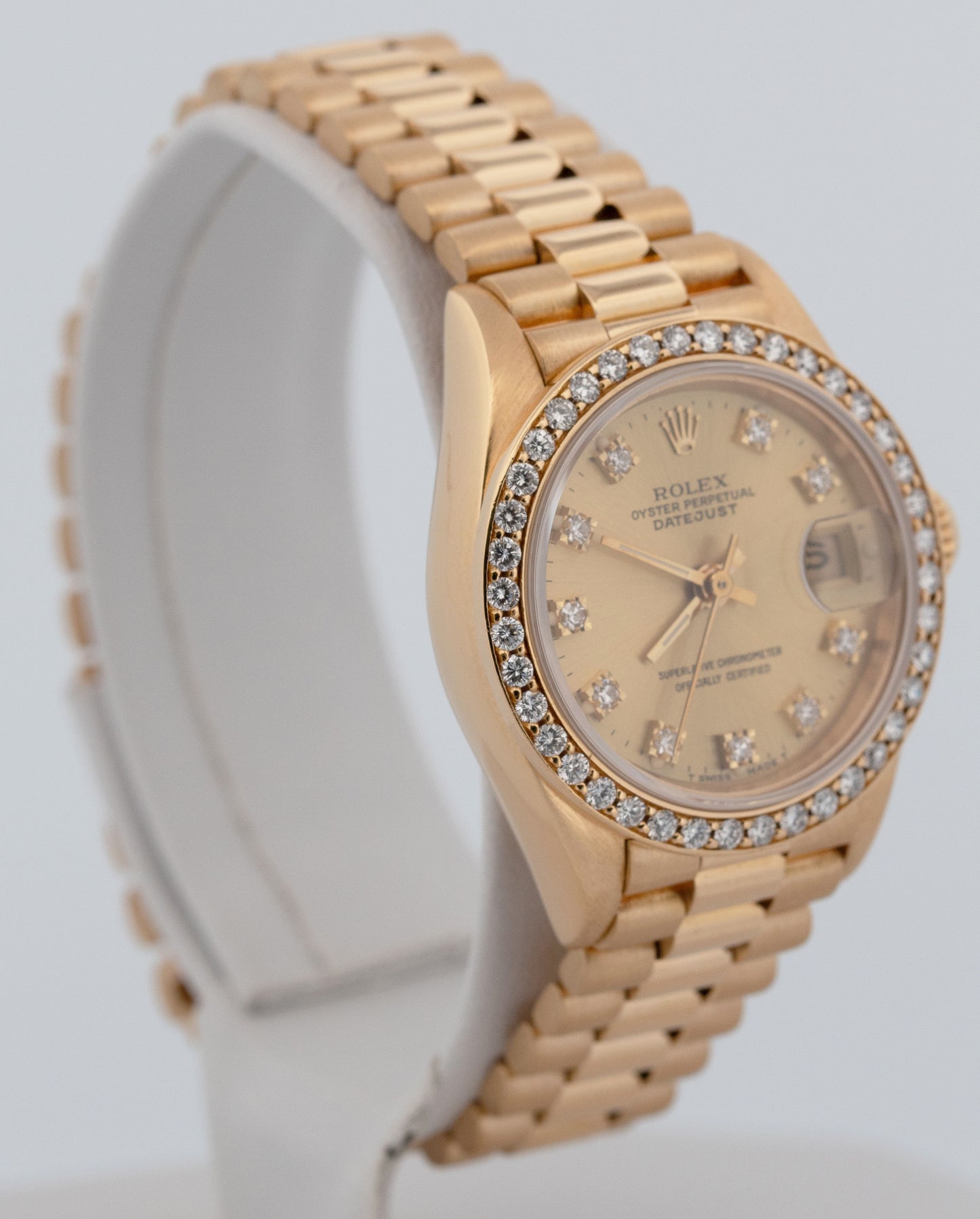 Ladies Rolex DateJust President CHAMPAGNE DIAMOND 18K Yellow Gold 26mm 69178