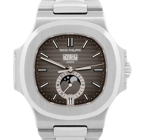 PAPERS Patek Philippe Nautilus Moonphase GRAY Steel 40.5mm 5726/1A Watch BOX