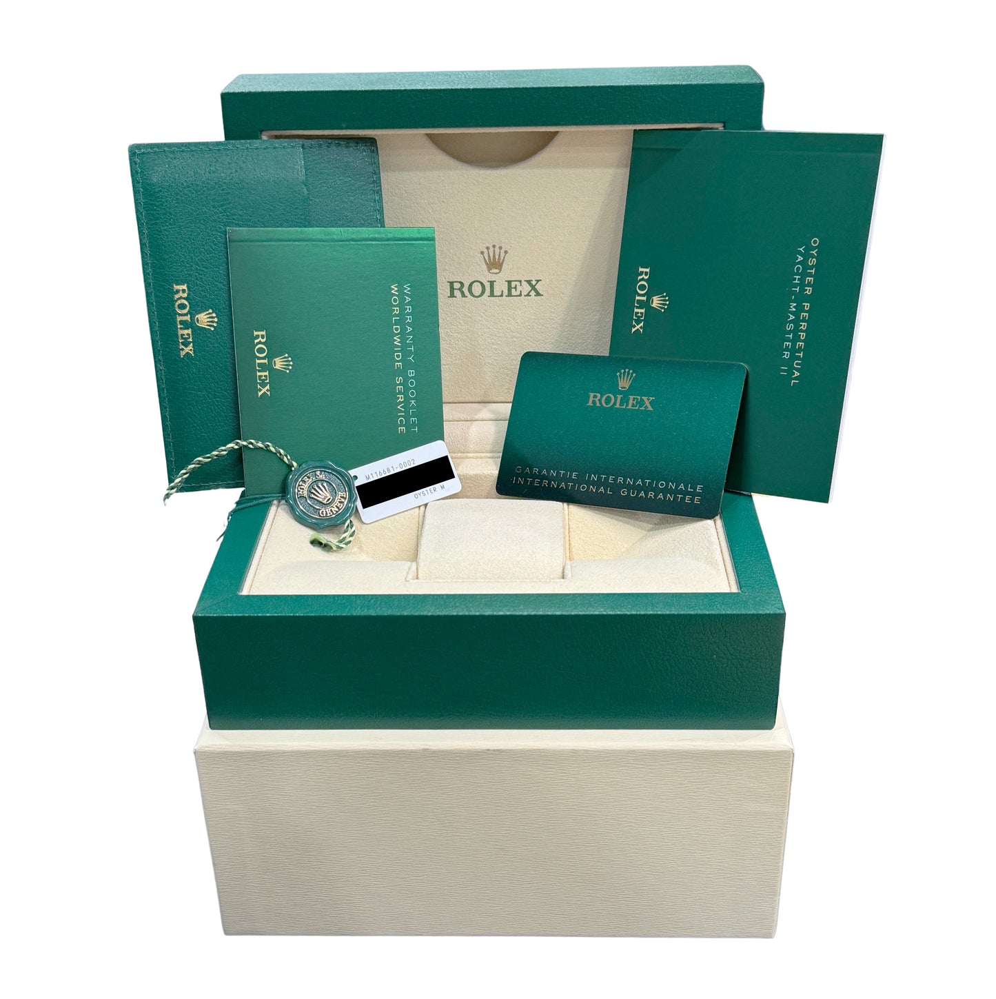 2021 PAPERS Men's Rolex Yacht-Master II 44mm NEW HANDS 18K Gold 116681 Watch BOX