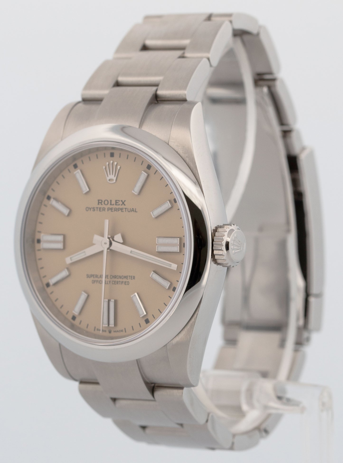 NEW UNWORN PAPERS Rolex Oyster Perpetual 41mm BEIGE Stainless 134300 Watch BOX
