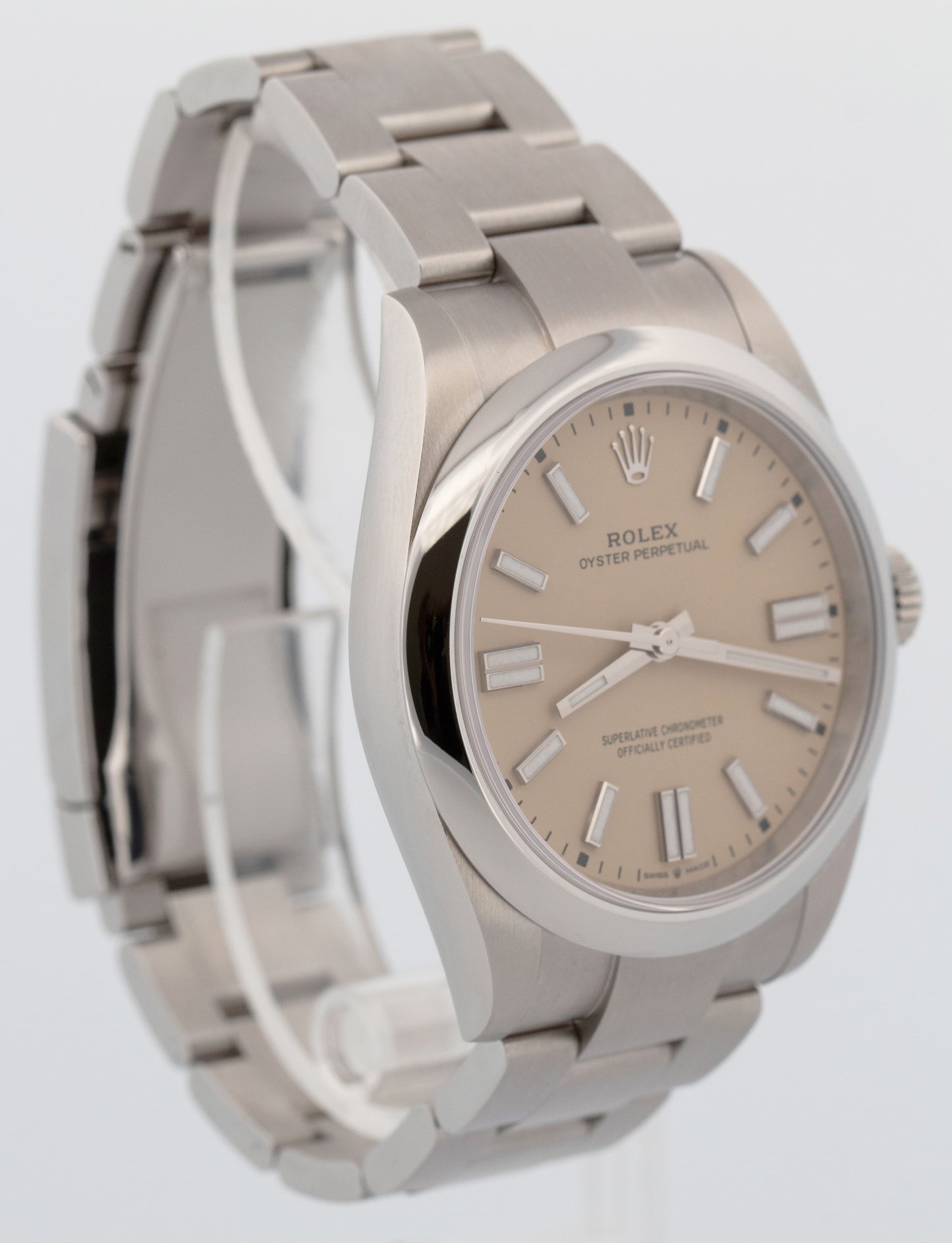NEW UNWORN PAPERS Rolex Oyster Perpetual 41mm BEIGE Stainless 134300 Watch BOX