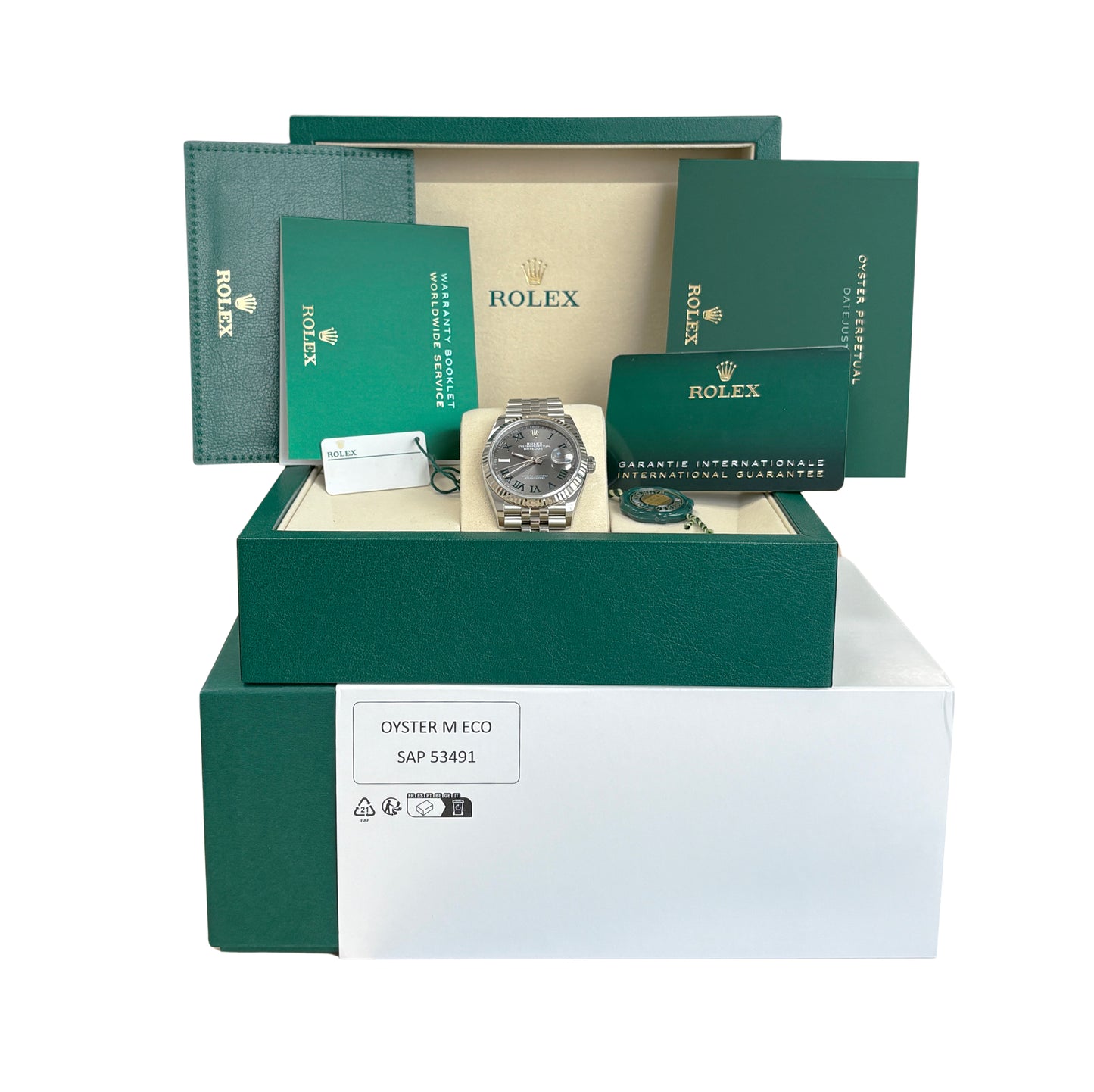 NEW JULY 2026 PAPERS Rolex DateJust 36mm WIMBLEDON Fluted JUBILEE 126234 BOX