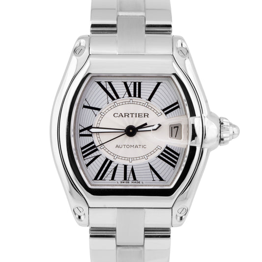 Cartier Roadster Large Silver Guilloché 37mm x 44m Automatic Steel Watch 2510