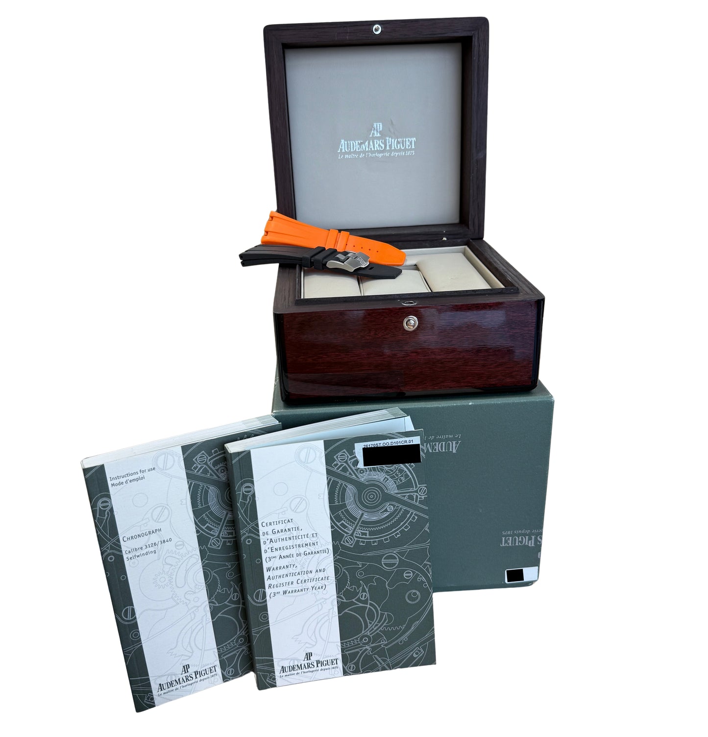 PAPERS Audemars Piguet Royal Oak Offshore Chronograph Volcano Orange 26170ST BOX