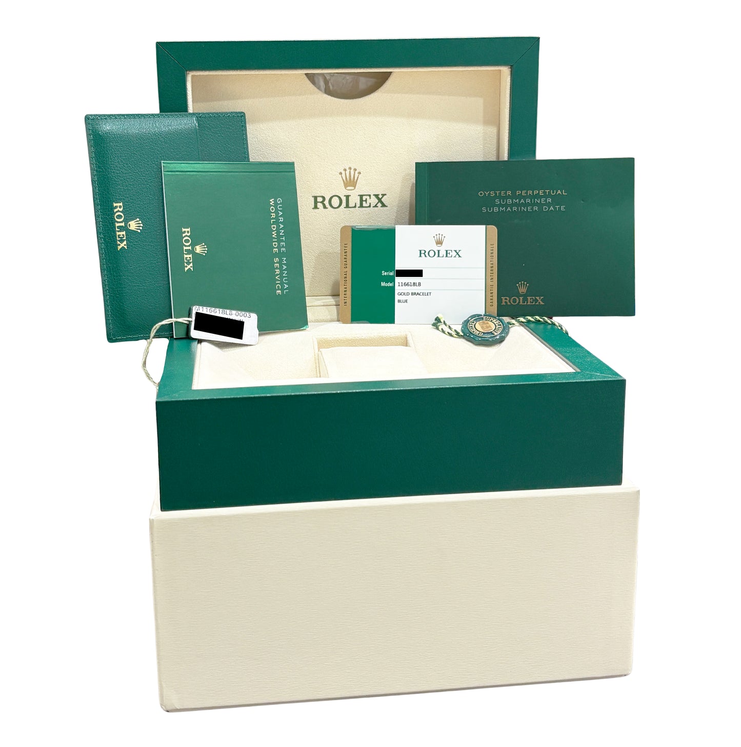 2019 PAPERS Rolex Submariner Date 40mm BLUE Ceramic 18K GOLD 116618 LB Watch BOX