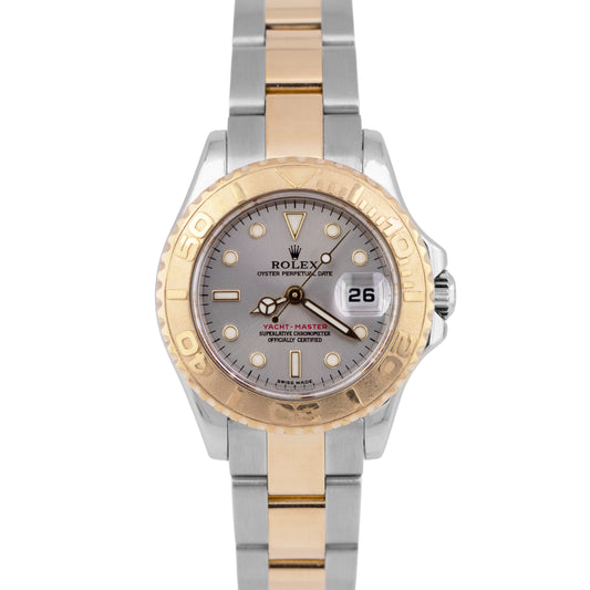 Ladies Rolex Yacht-Master Rhodium 29mm 169623 18K Yellow Gold Stainless Watch
