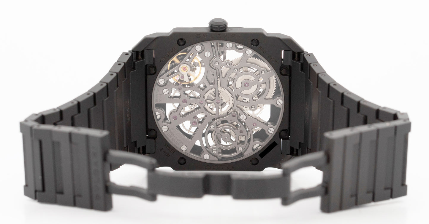 PAPERS BVLGARI Bulgari Octo Finissimo SKELETON 40 BLACK CERAMIC 103126 Watch BOX