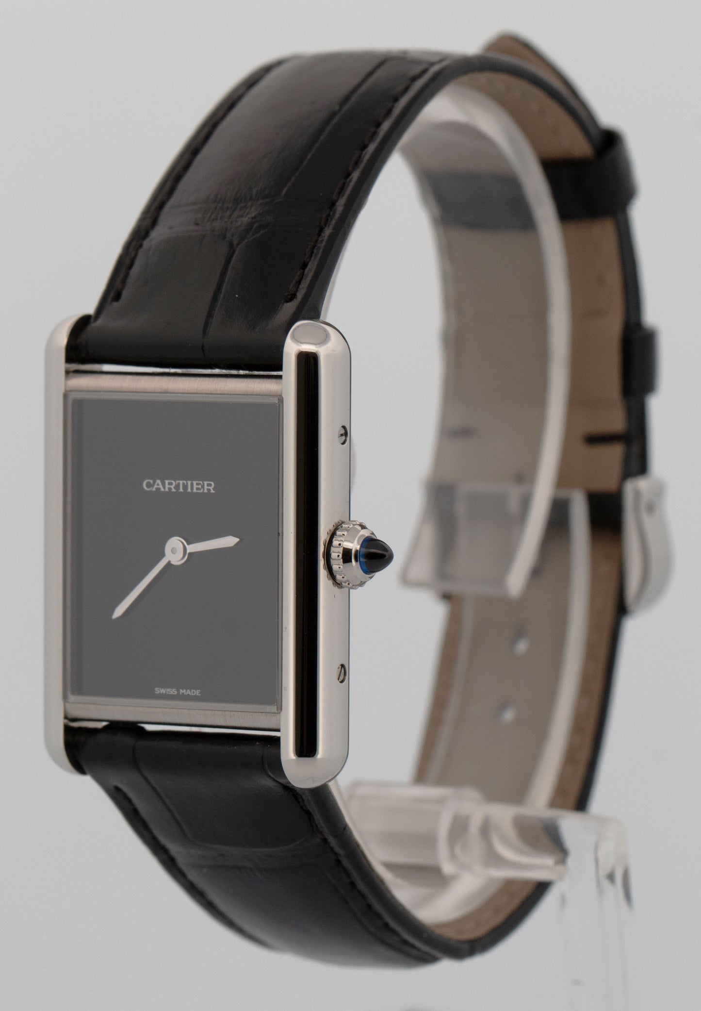 PAPERS Cartier Tank Large Quartz WSTA0072 4323 33x25mm Black Leather Watch BOX