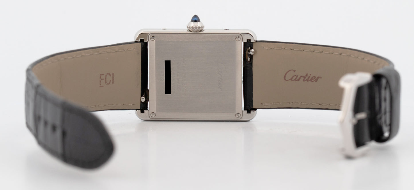PAPERS Cartier Tank Large Quartz WSTA0072 4323 33x25mm Black Leather Watch BOX