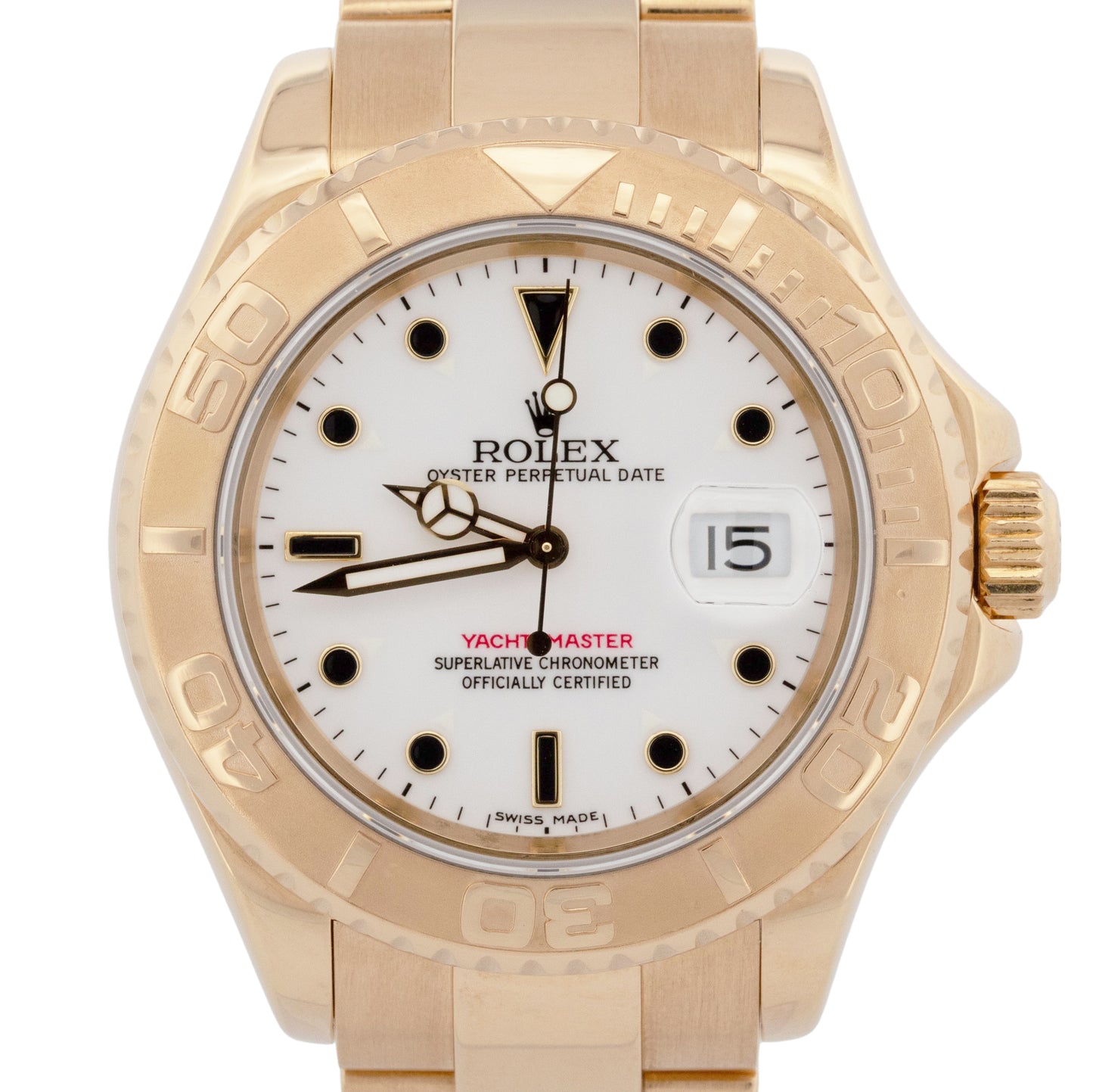 PAPERS Rolex Yacht-Master 40mm White NO-HOLES 18K Yellow Gold 16628 Watch BOX