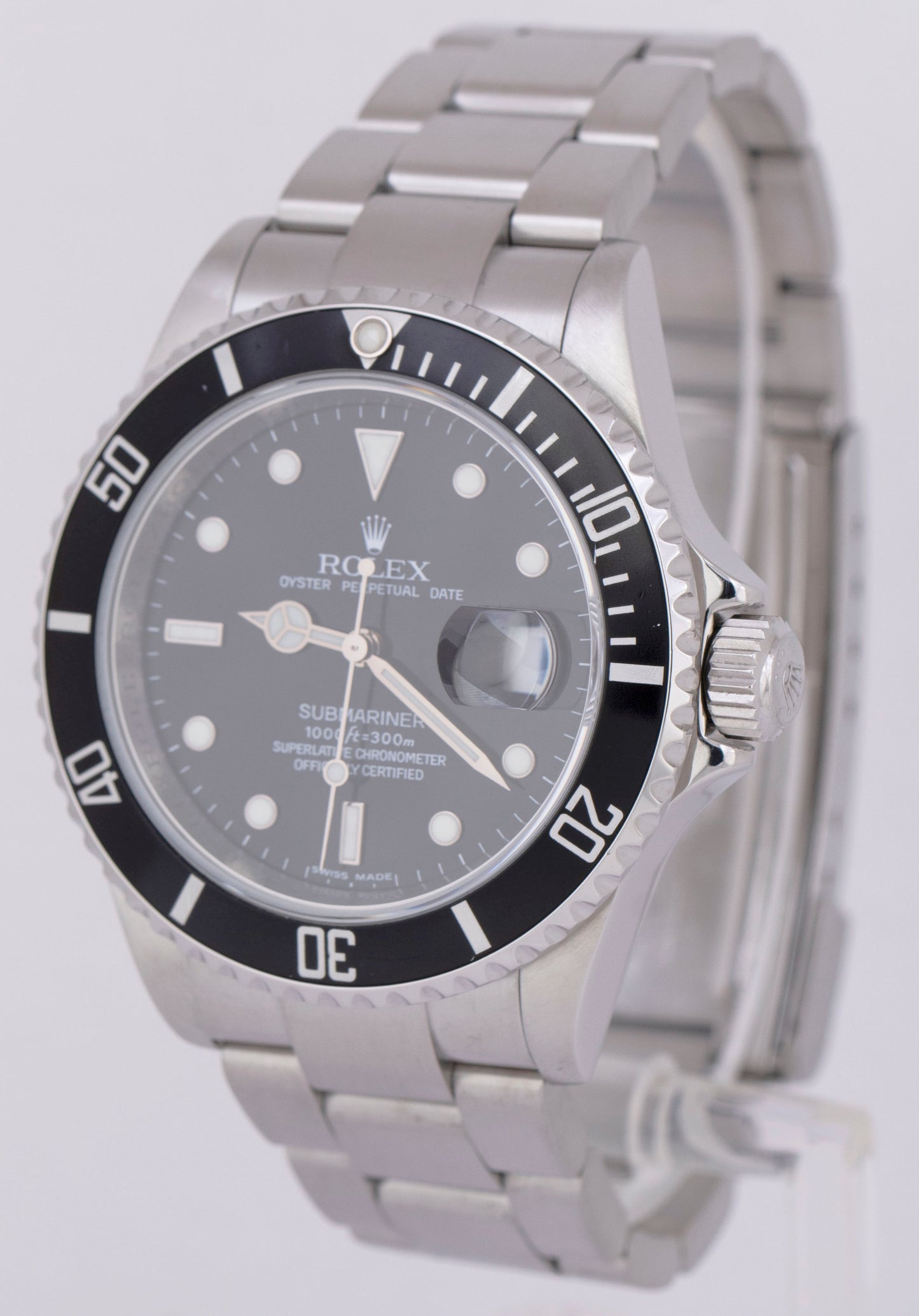 MINT 2007 Rolex Submariner Date NO-HOLES 16610 T REHAUT Steel 40mm Oyster Watch