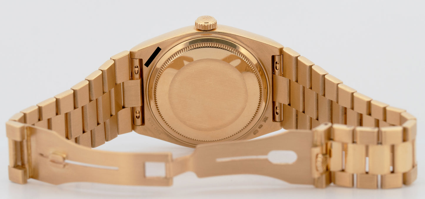 Rolex OysterQuartz Day-Date President Champagne 18K Yellow Gold 36mm Watch 19018