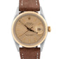 Rolex DateJust 36mm Two-Tone Steel Yellow Gold Champagne Leather 16013 Watch