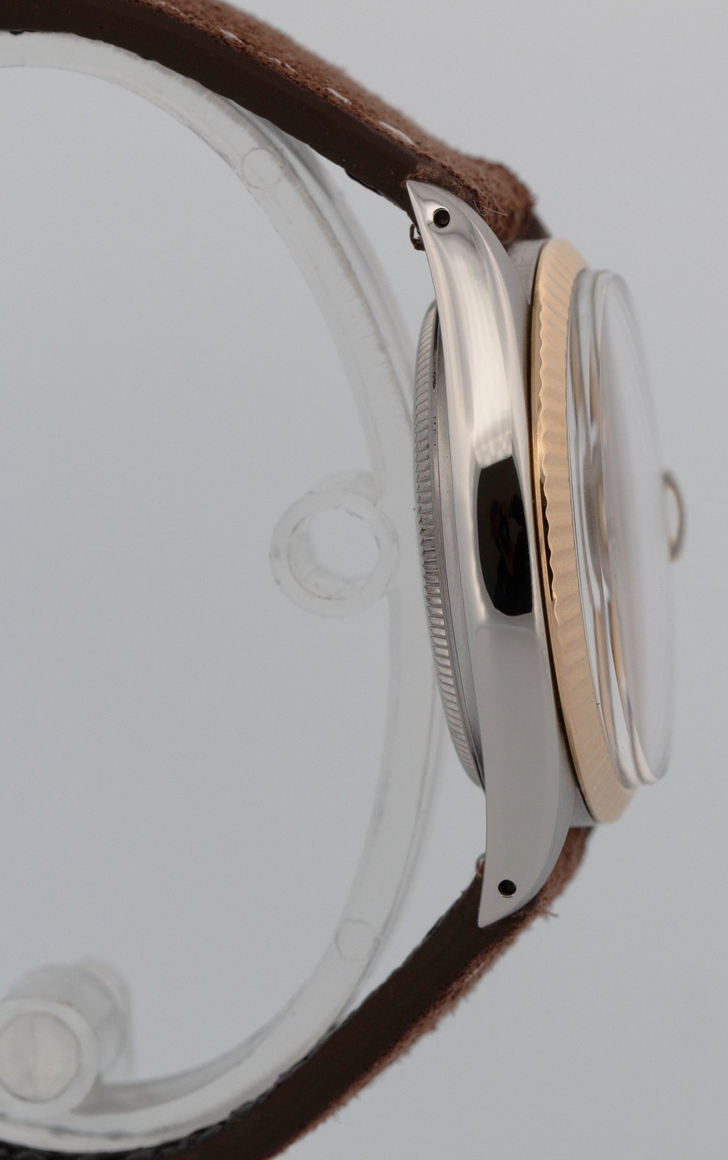 Rolex DateJust 36mm Two-Tone Steel Yellow Gold Champagne Leather 16013 Watch