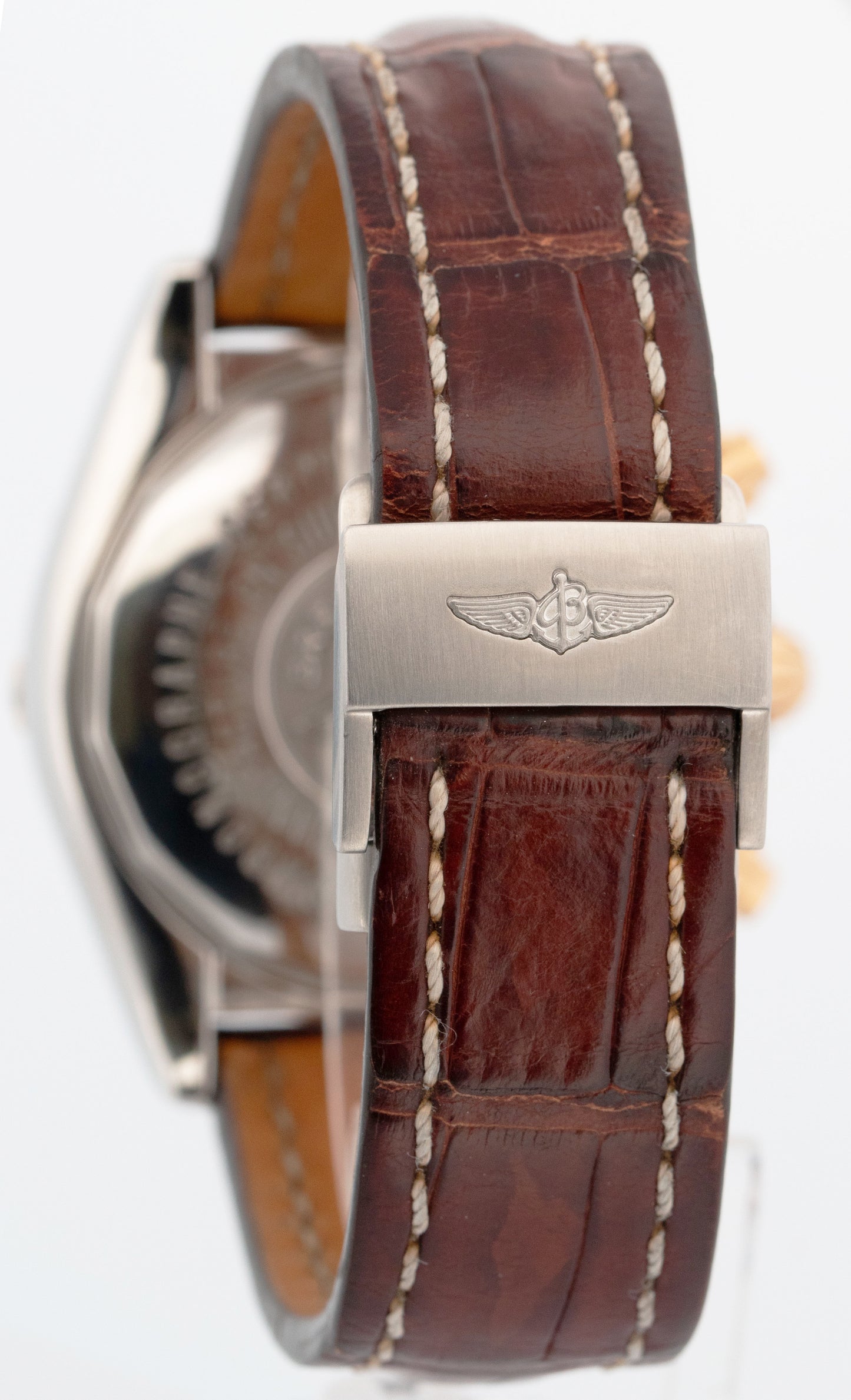 Breitling Chronomat Evolution 43mm Burgundy Red Rose Gold Two-Tone Watch C13356