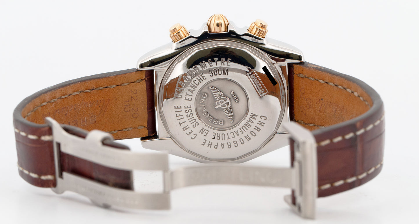 Breitling Chronomat Evolution 43mm Burgundy Red Rose Gold Two-Tone Watch C13356