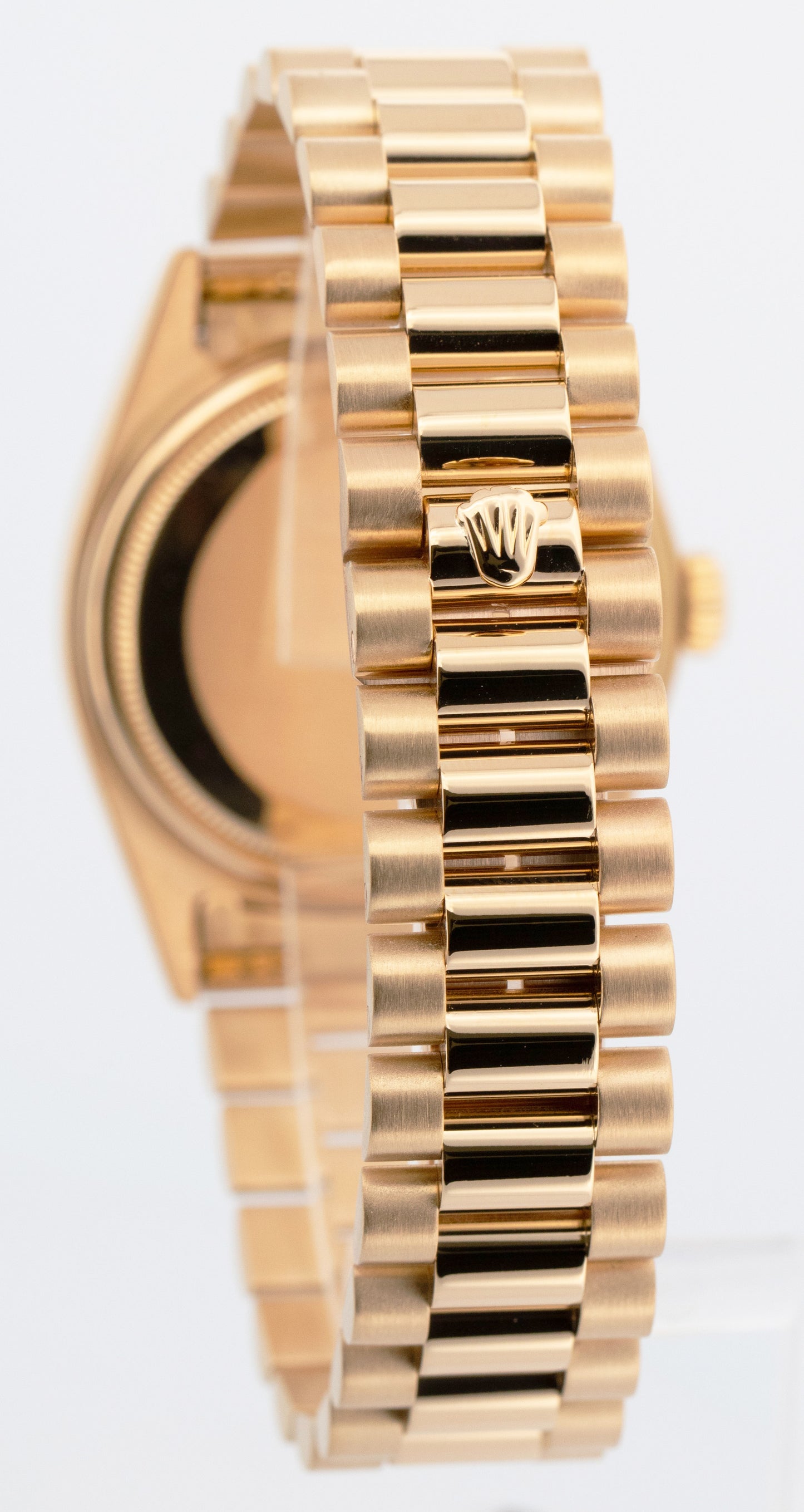 Rolex Day-Date President Black DIAMOND 36mm 18K Yellow Gold Fluted Watch 18038