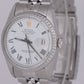 MINT Rolex DateJust 36mm Buckley White Roman Jubilee Stainless Steel Watch 16030