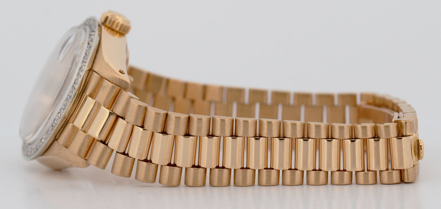 Rolex DateJust President 26mm DIAMOND BEZEL Champagne 18K Yellow Gold 6917 Watch