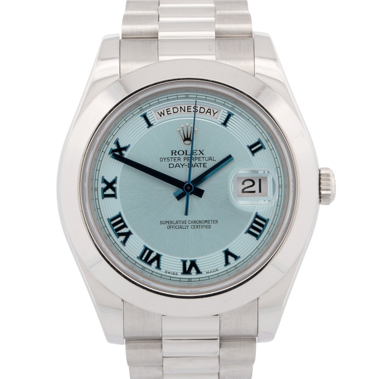 PAPERS UNPOLISHED Rolex Day-Date Presidential 41mm 950 Platinum 218206 BOX