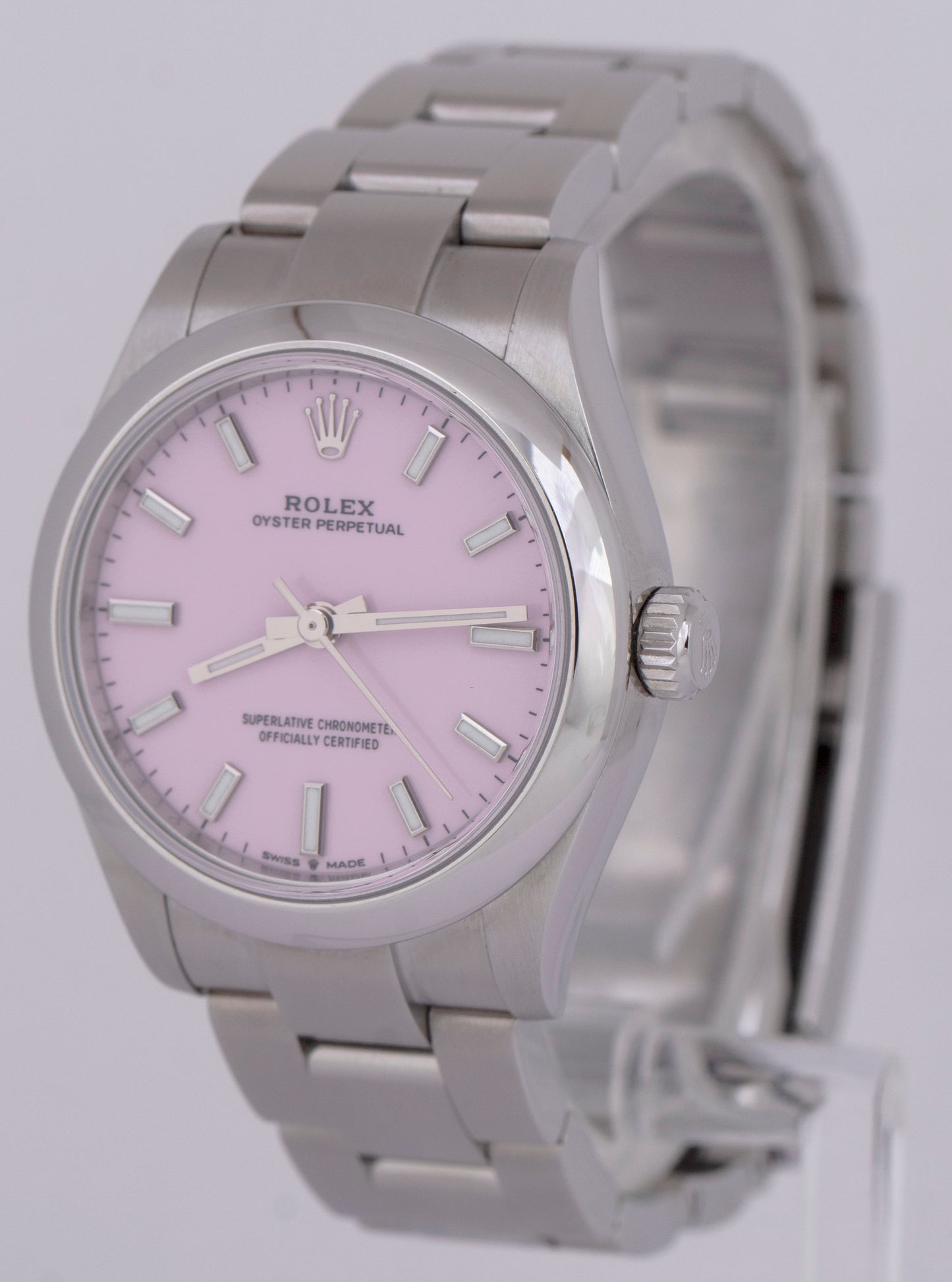 MINT PAPERS Rolex Oyster Perpetual CANDY PINK 31mm Steel Watch Oyster 277200 BOX