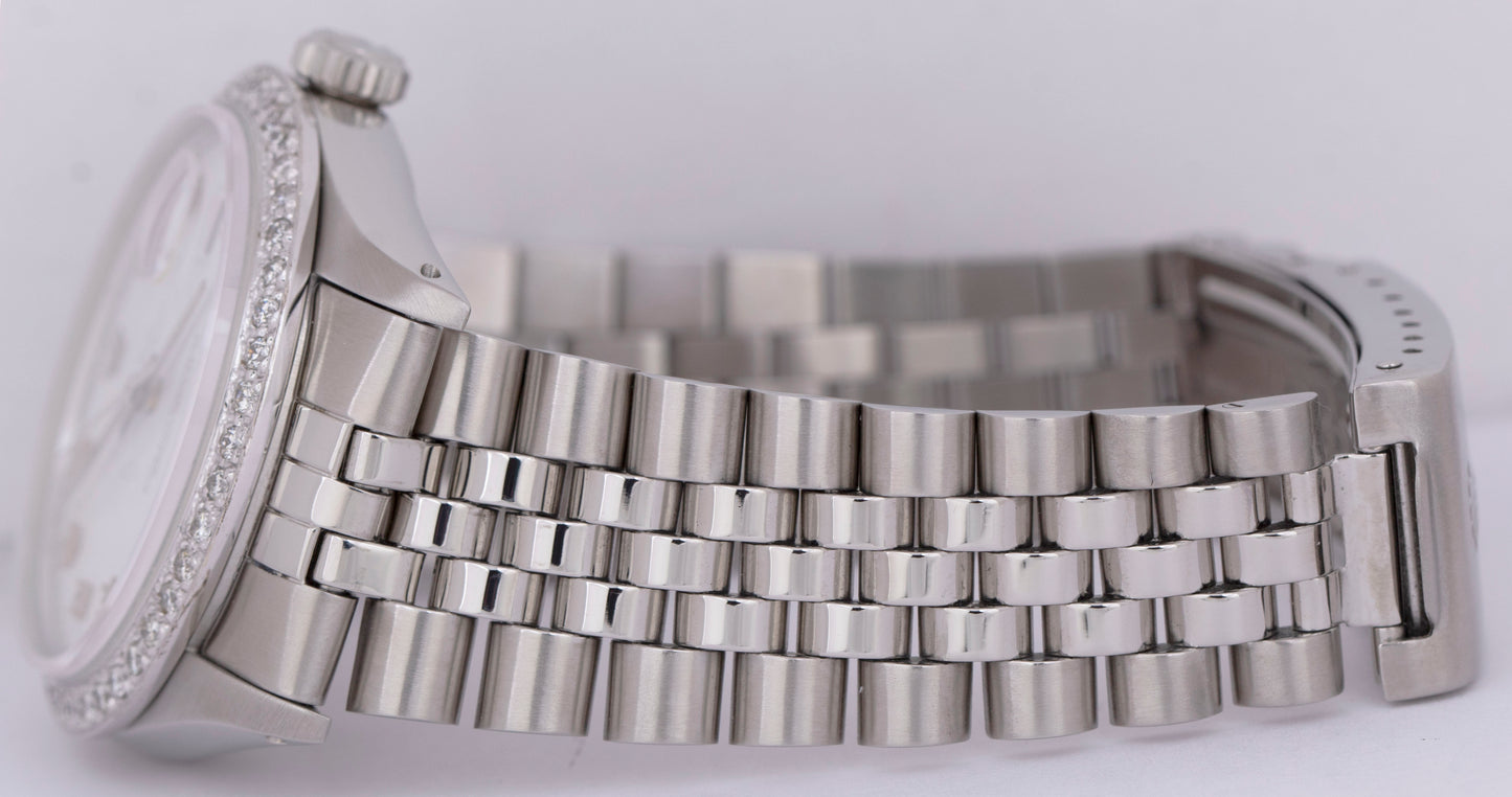 MINT Rolex DateJust 36mm White DIAMOND Stainless Steel JUBILEE Watch 16014 BOX