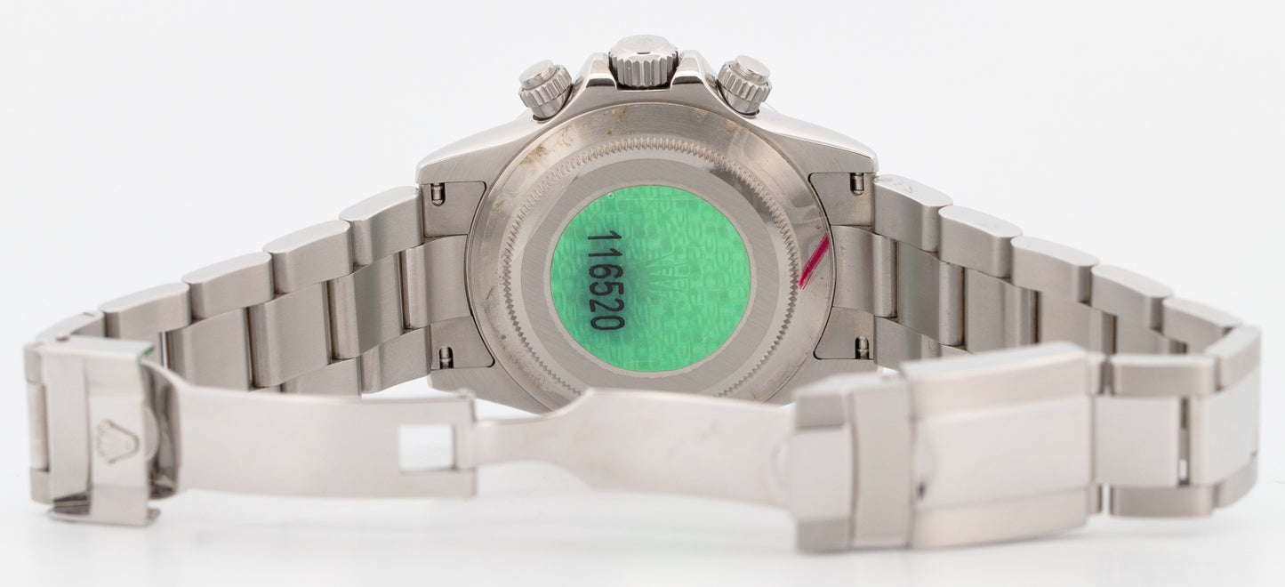 NEW OLD STOCK PAPERS Rolex Daytona Cosmograph White Steel 40mm 116520 Watch BOX