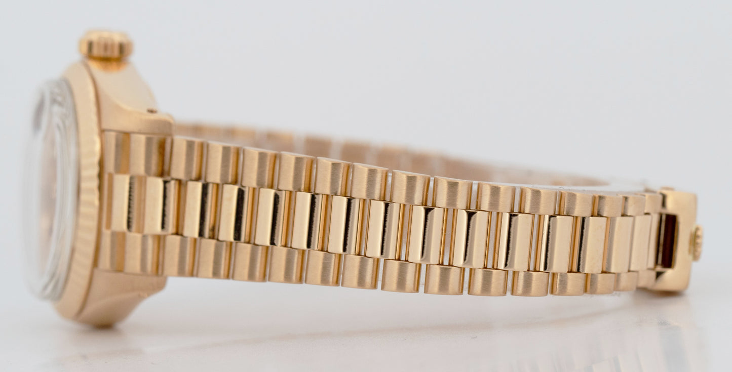 PAPERS Ladies Rolex DateJust President 26mm Champagne 18K Gold 6917 Watch BOX