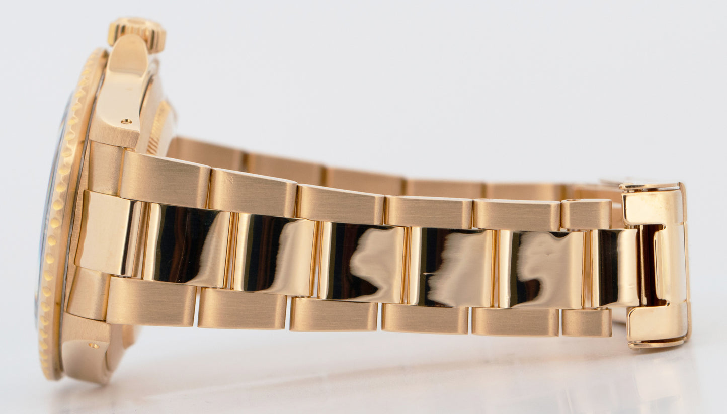 PAPERS Rolex Submariner Date 16618 LB 18K Yellow Gold Oyster BLUE 40mm Watch BOX