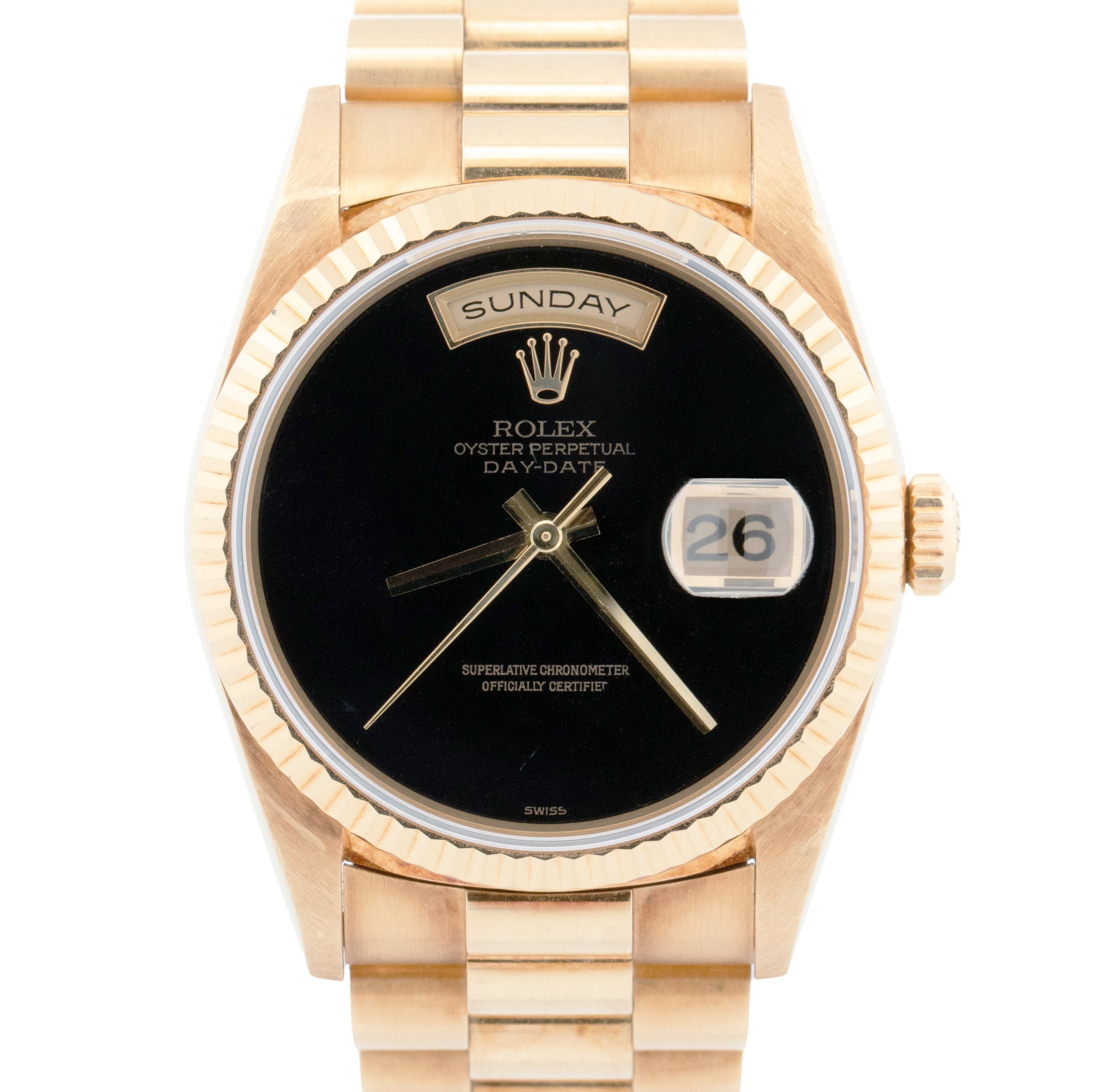 UNPOLISHED 1996 Rolex Day-Date President FACTORY BLACK ONYX 36mm