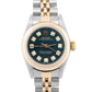 Rolex Oyster Perpetual 24mm BLUE DIAMOND Two-Tone 18K Gold Jubilee Watch 67193