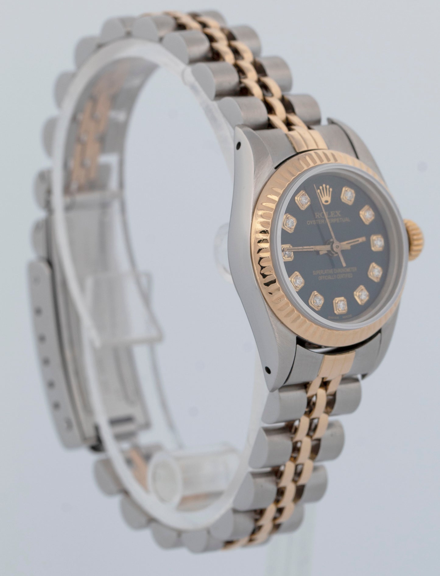 Rolex Oyster Perpetual 24mm BLUE DIAMOND Two-Tone 18K Gold Jubilee Watch 67193