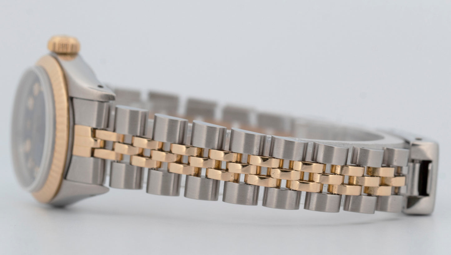 Rolex Oyster Perpetual 24mm BLUE DIAMOND Two-Tone 18K Gold Jubilee Watch 67193