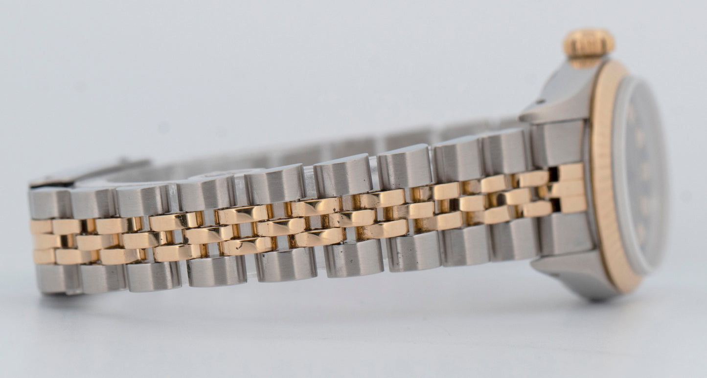 Rolex Oyster Perpetual 24mm BLUE DIAMOND Two-Tone 18K Gold Jubilee Watch 67193