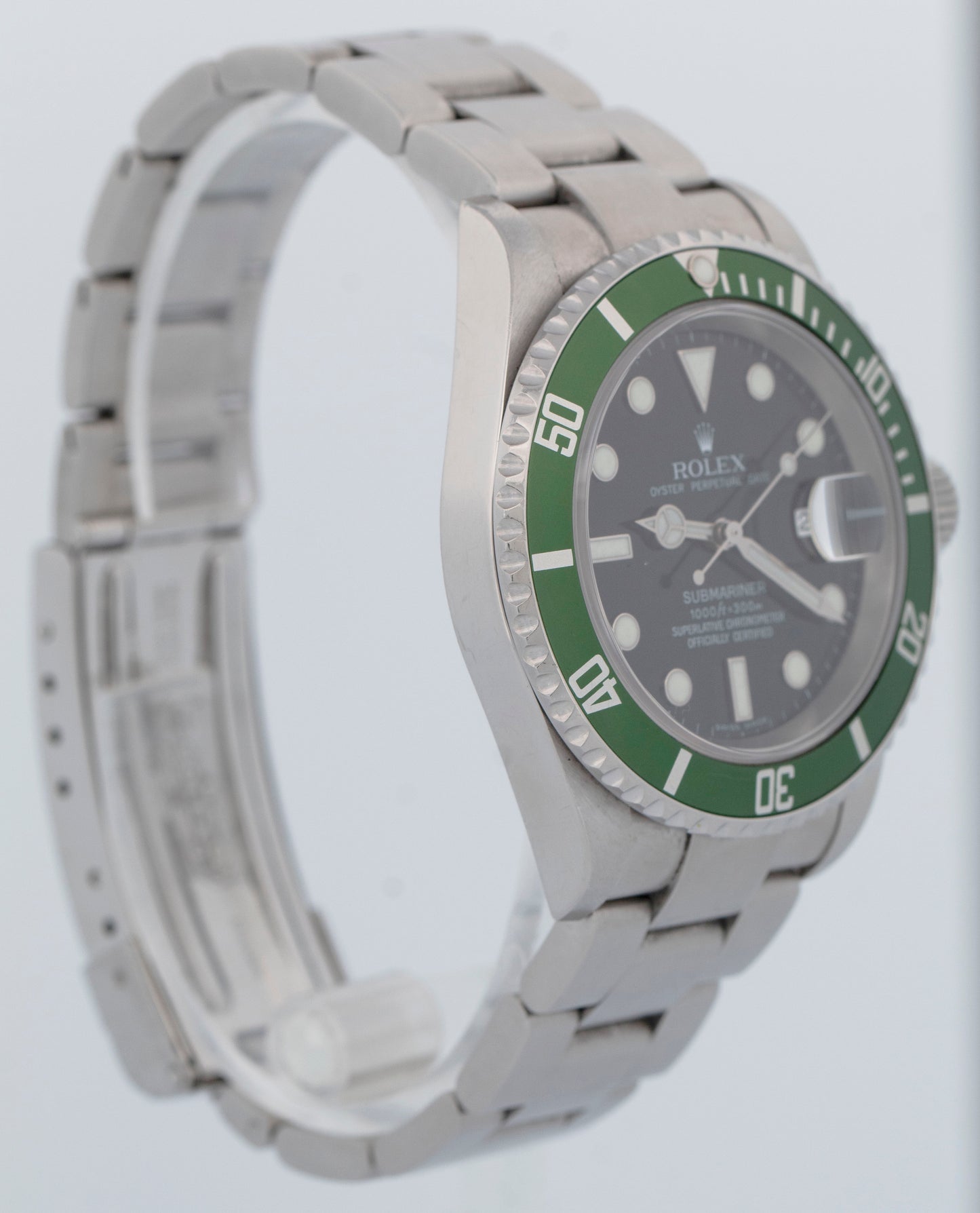 UNPOLISHED Rolex Submariner Date 40mm Kermit Green No-Holes Watch 16610 LV BOX