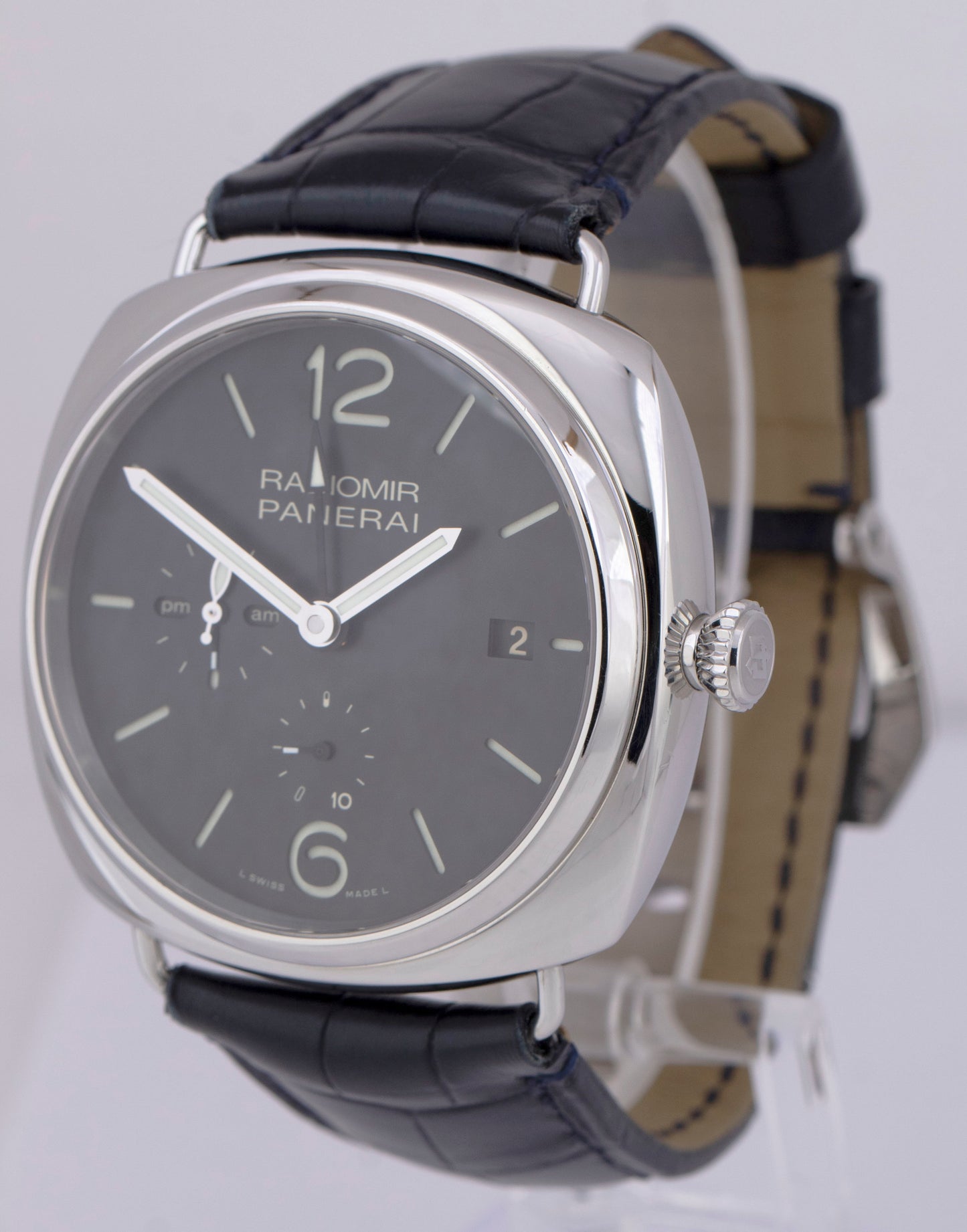 MINT Panerai Radiomir PAM00323 47mm 10 Day Automatic GMT Leather Date Watch