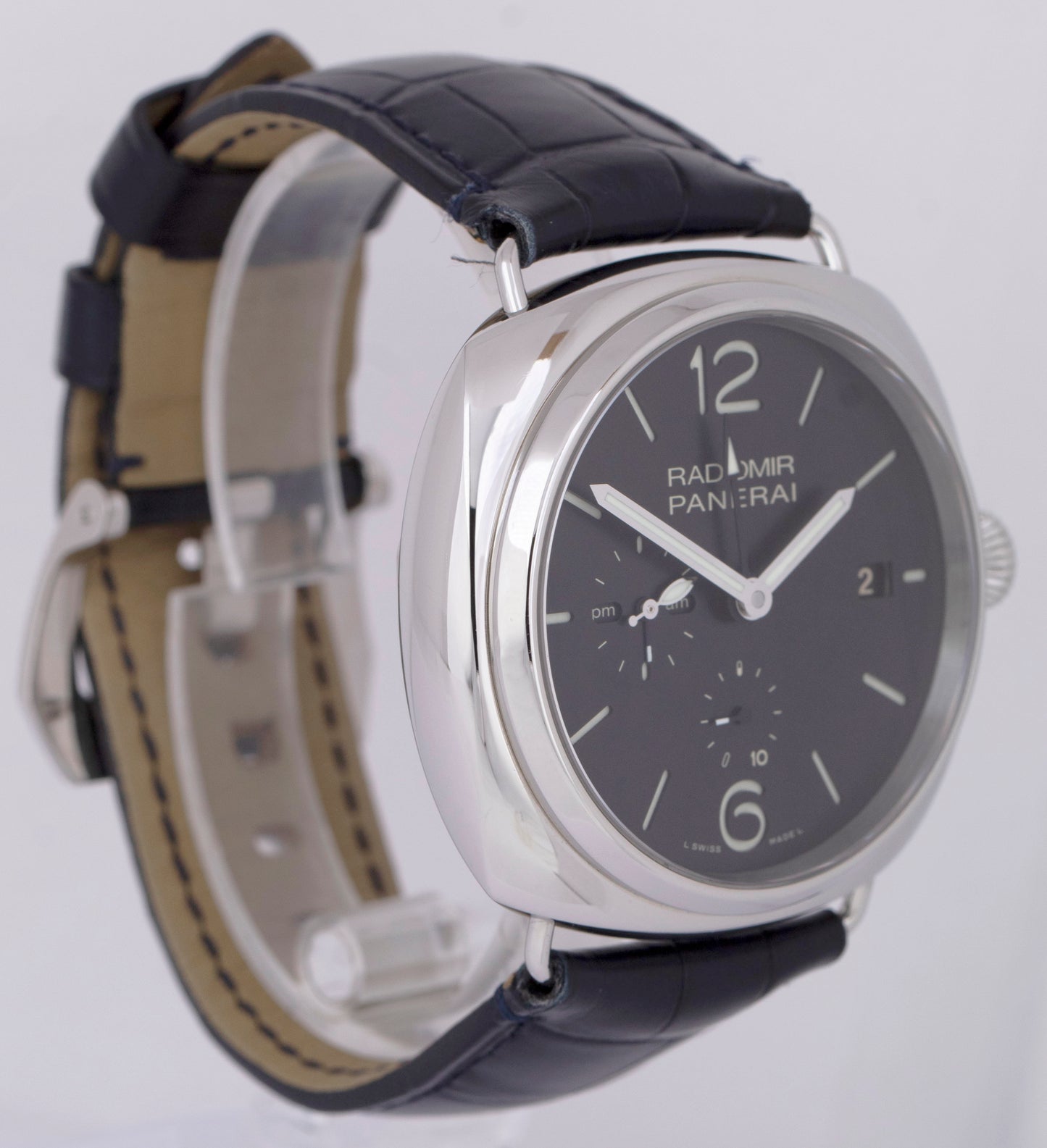 MINT Panerai Radiomir PAM00323 47mm 10 Day Automatic GMT Leather Date Watch